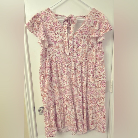 Isabel Maternity by Ingrid & Isabel Dresses & Skirts - Pink & Tan Floral with white Maternity Dress/Top - Size M